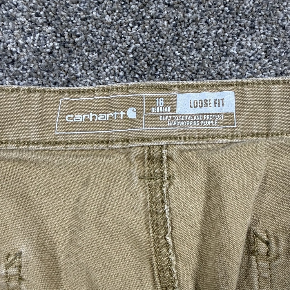 Carhartt Womens Canvas Work Pants 16 Regular Khaki Loose Fit Rugged Flex - Picture 6 of 7